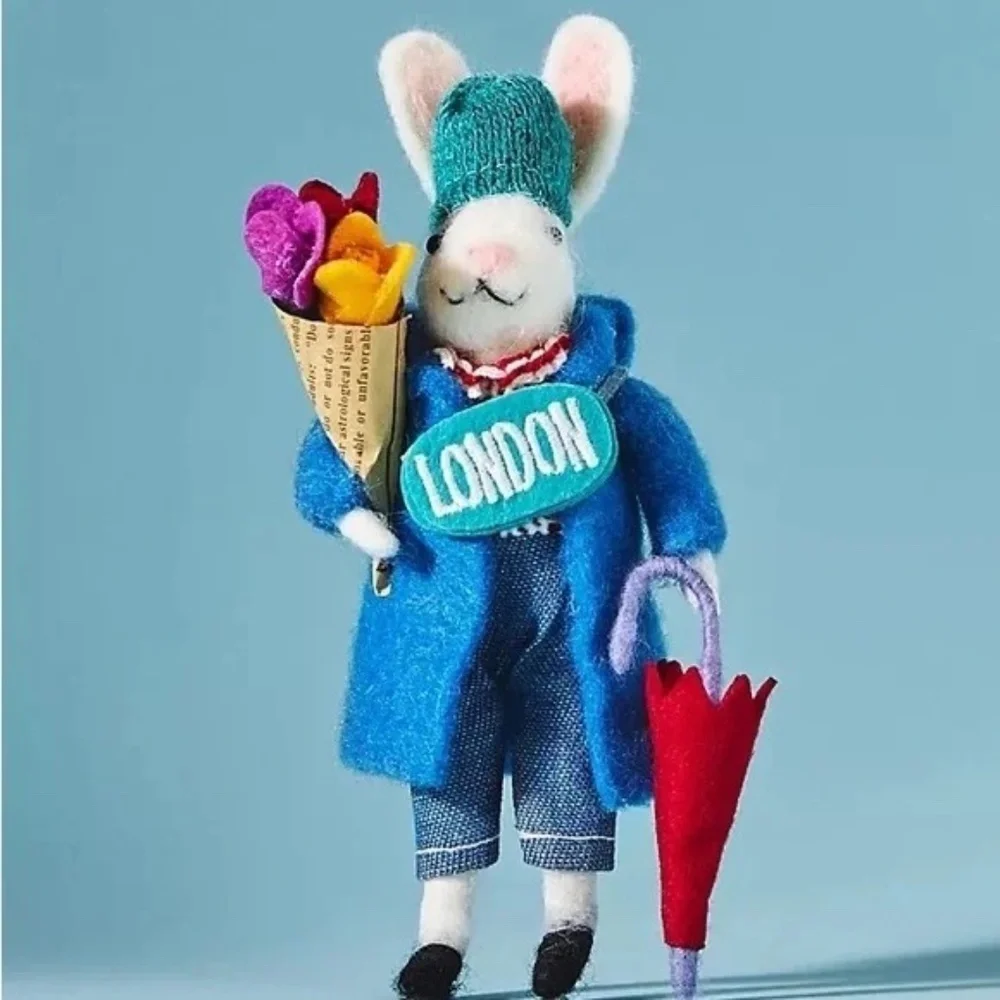NWT Anthropologie Traveling Bunny London Christmas Ornament